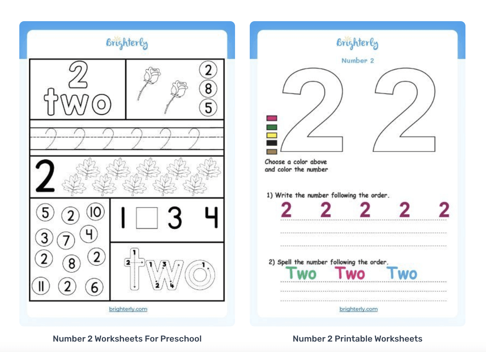 FREE Printable Number 2 Worksheets Tracing Counting