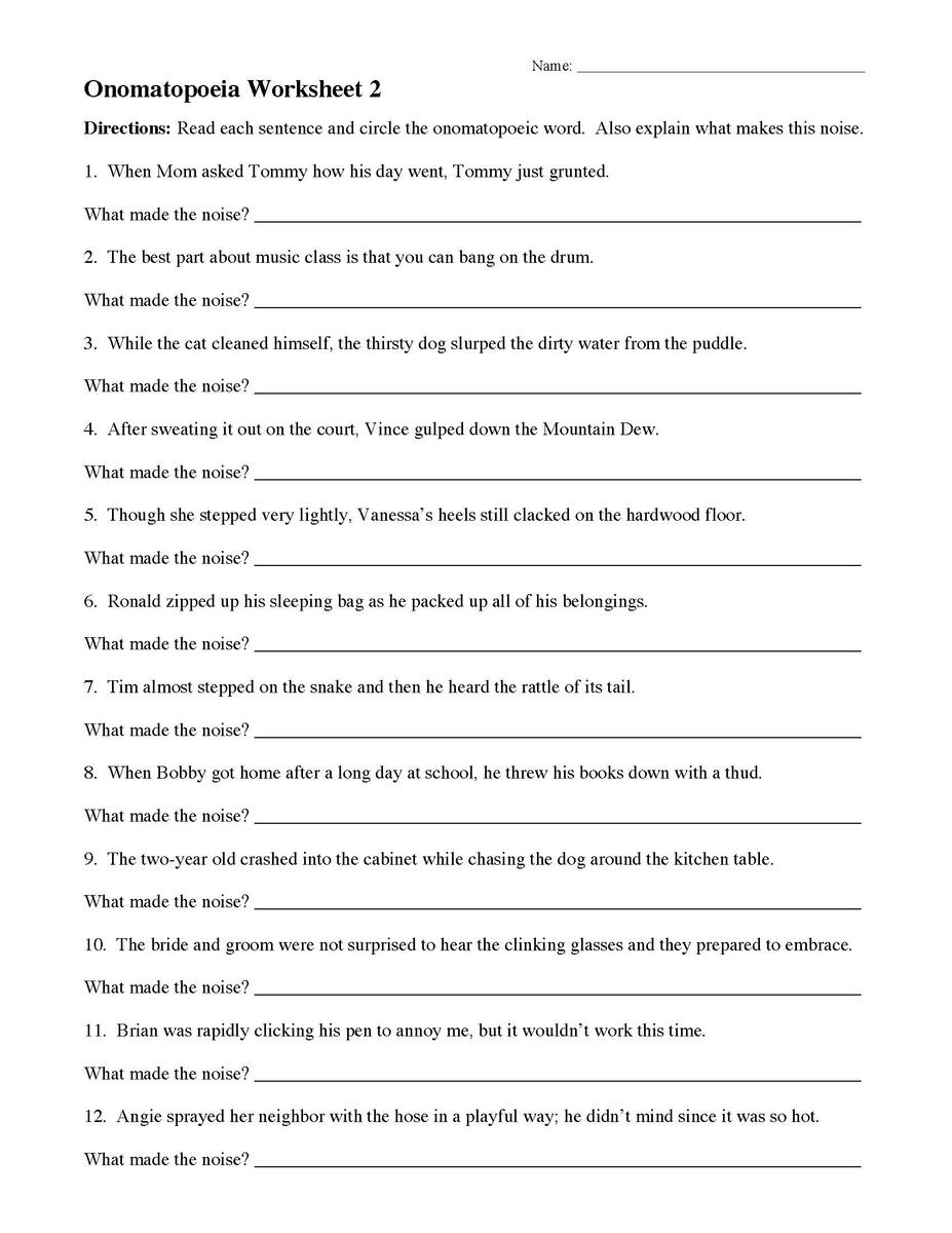 Onomatopoeia Worksheets And Activities Ereading Worksheets Onomatopoeia 3rd Grade 4th Grade Writing Worksheet GreatSchools Worksheets Library