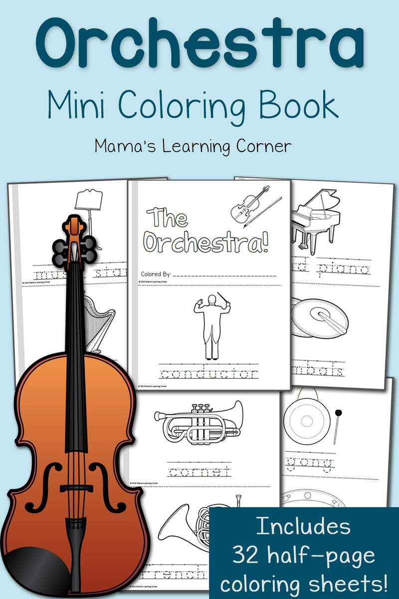 Orchestra Coloring Pages Mamas Learning Corner Instruments Of The Orchestra Study FREE Orchestra Stage Pieces Color In My Piano