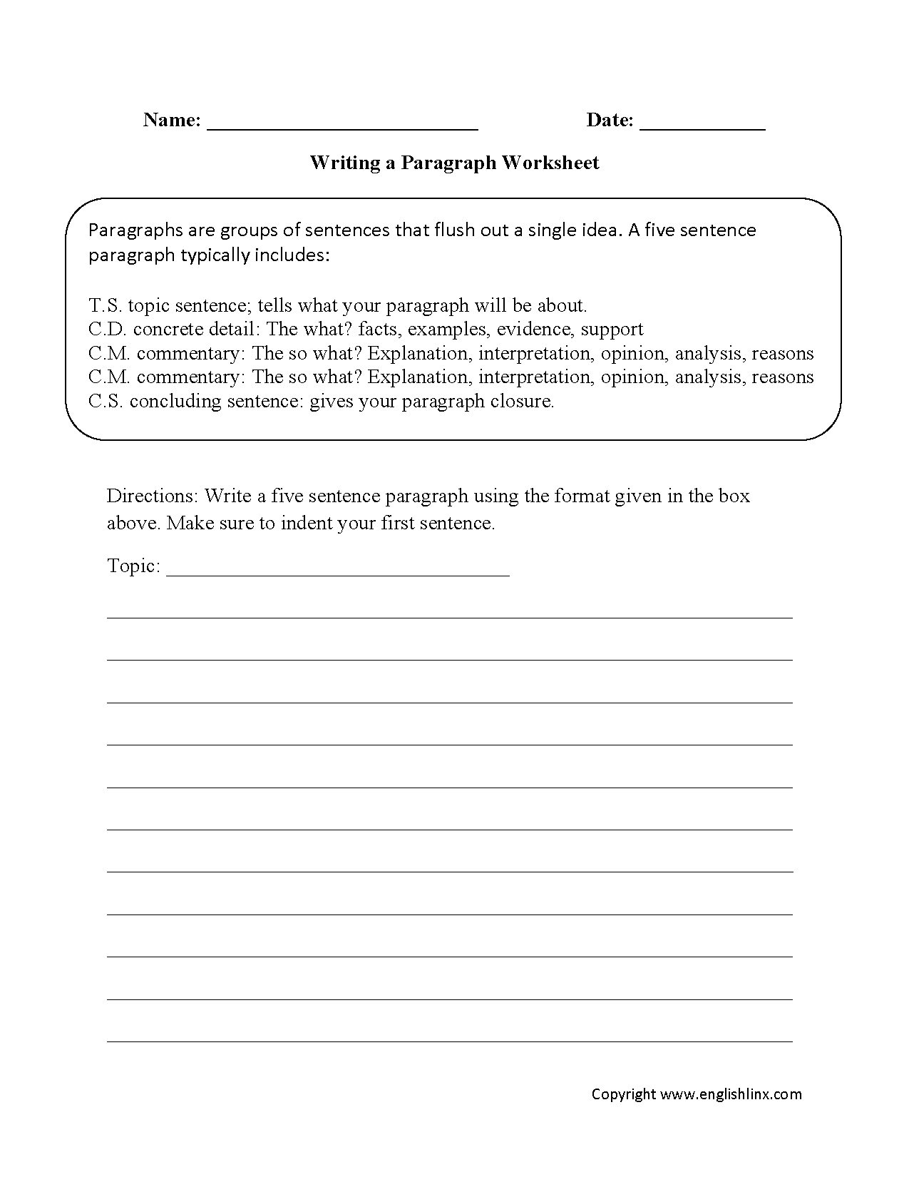 Paragraph Writing Worksheets Free Printable Writing Practice