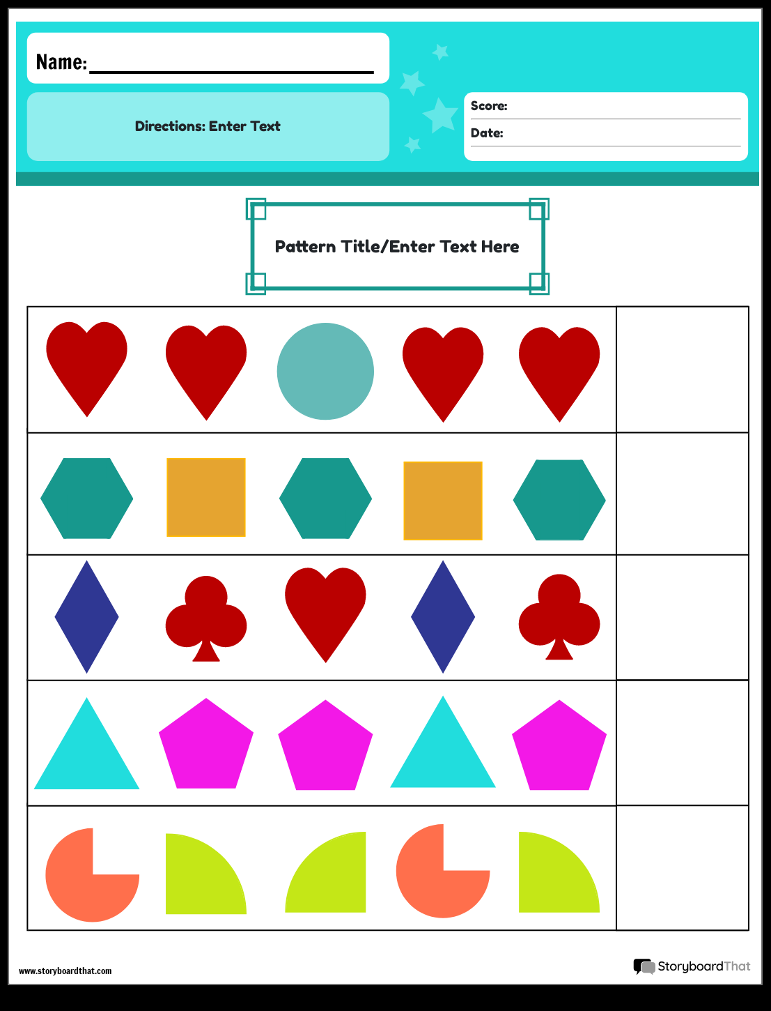 Pattern Worksheets Free Printables By Storyboard That Free Colors And Patterns Worksheets The Teaching Aunt