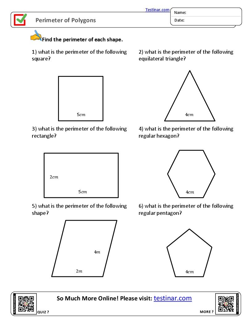 Perimeter Of Polygons Worksheets
