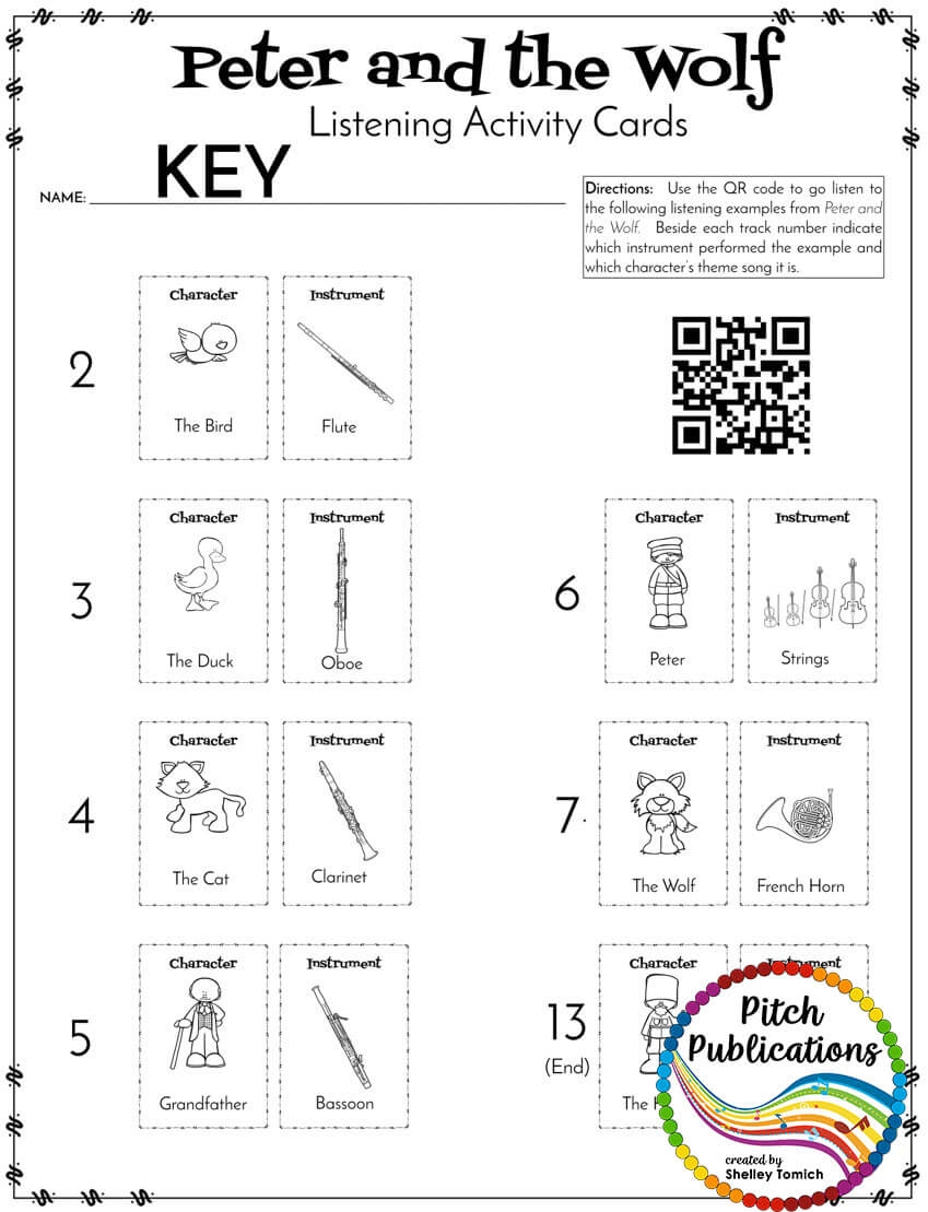 Peter And The Wolf Series Student Activities Centers Peter And The Wolf Worksheet Set Sunshine And Music