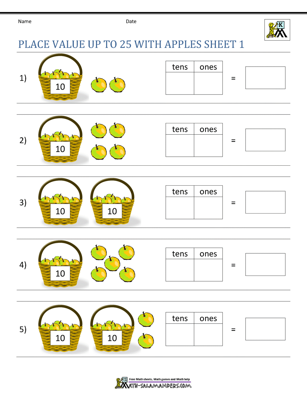 Place Value Worksheets For Kindergarten Place Value Ones And Tens Worksheets