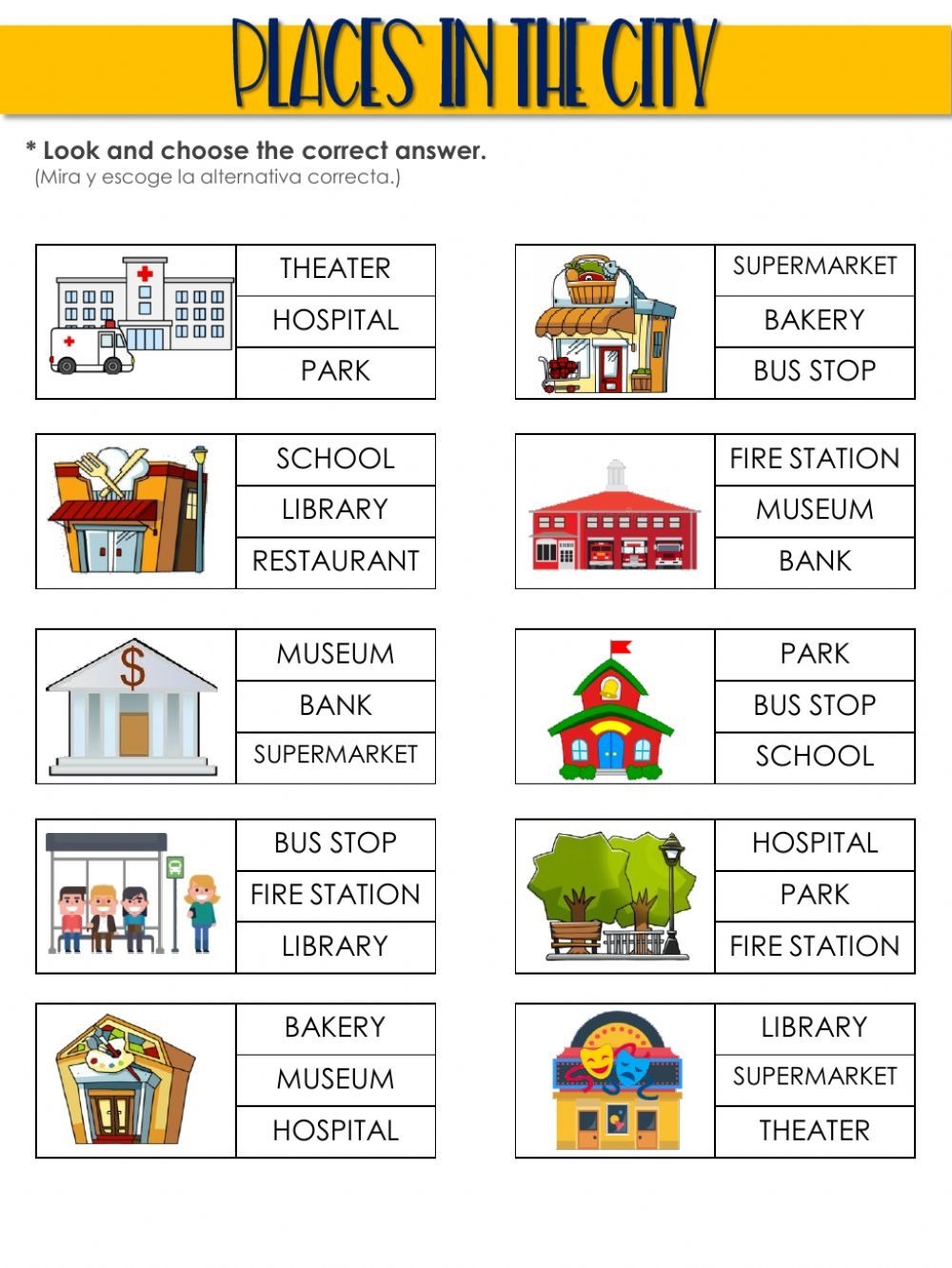 Places In The City Free Online Worksheet Places In The City Free Online Worksheet