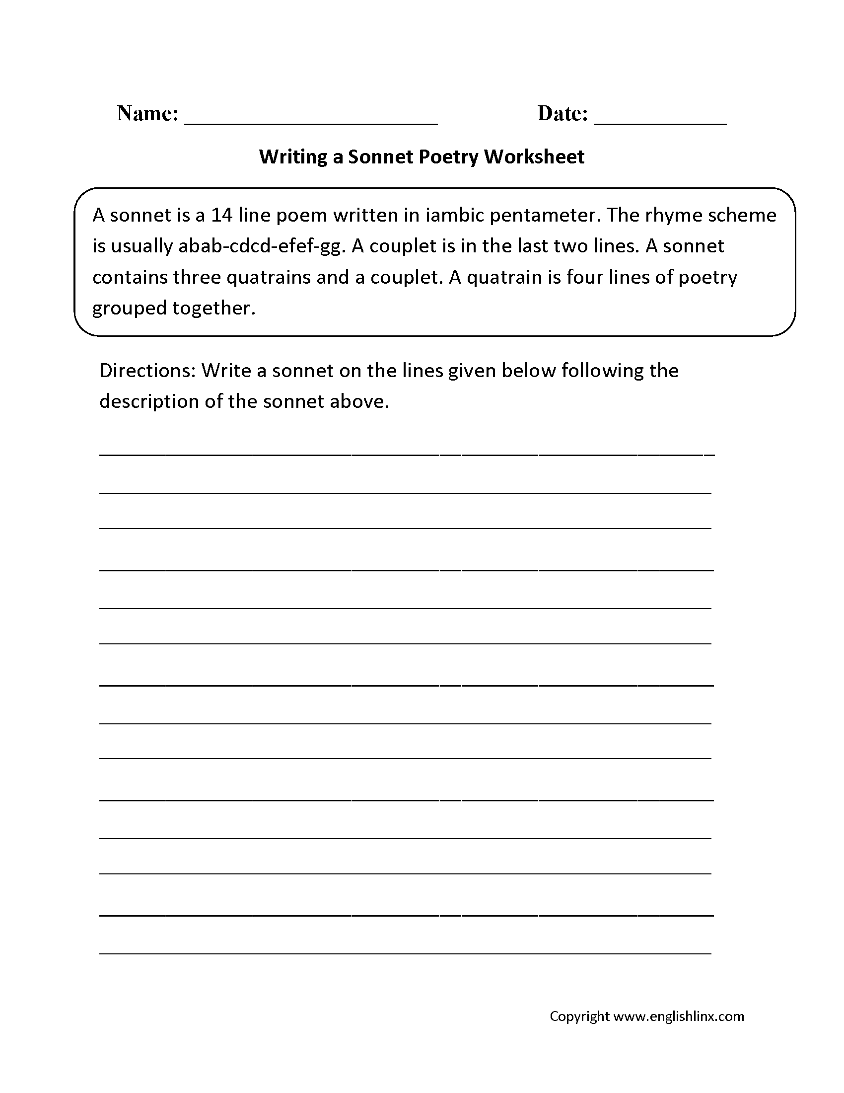 Poetry Worksheets Writing Sonnet Poetry Worksheets Worksheets Library Poetry Worksheets Writing Sonnet Poetry Worksheets Worksheets Library