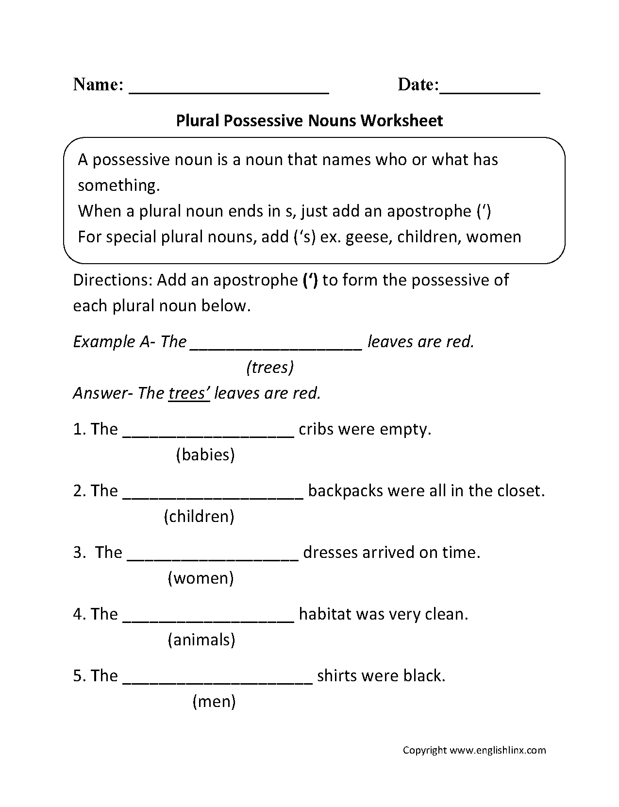 Possessive Nouns Worksheets Plural Possessive Nouns Worksheets Possessive Nouns Worksheets With Answers Digital And Printable For Grade 4 5 Made By Teachers