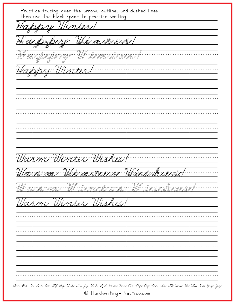 Practice Cursive Writing Happy Winter And Warm Winter Wishes Handwriting Practice Practice Cursive Writing Happy Winter And Warm Winter Wishes Handwriting Practice