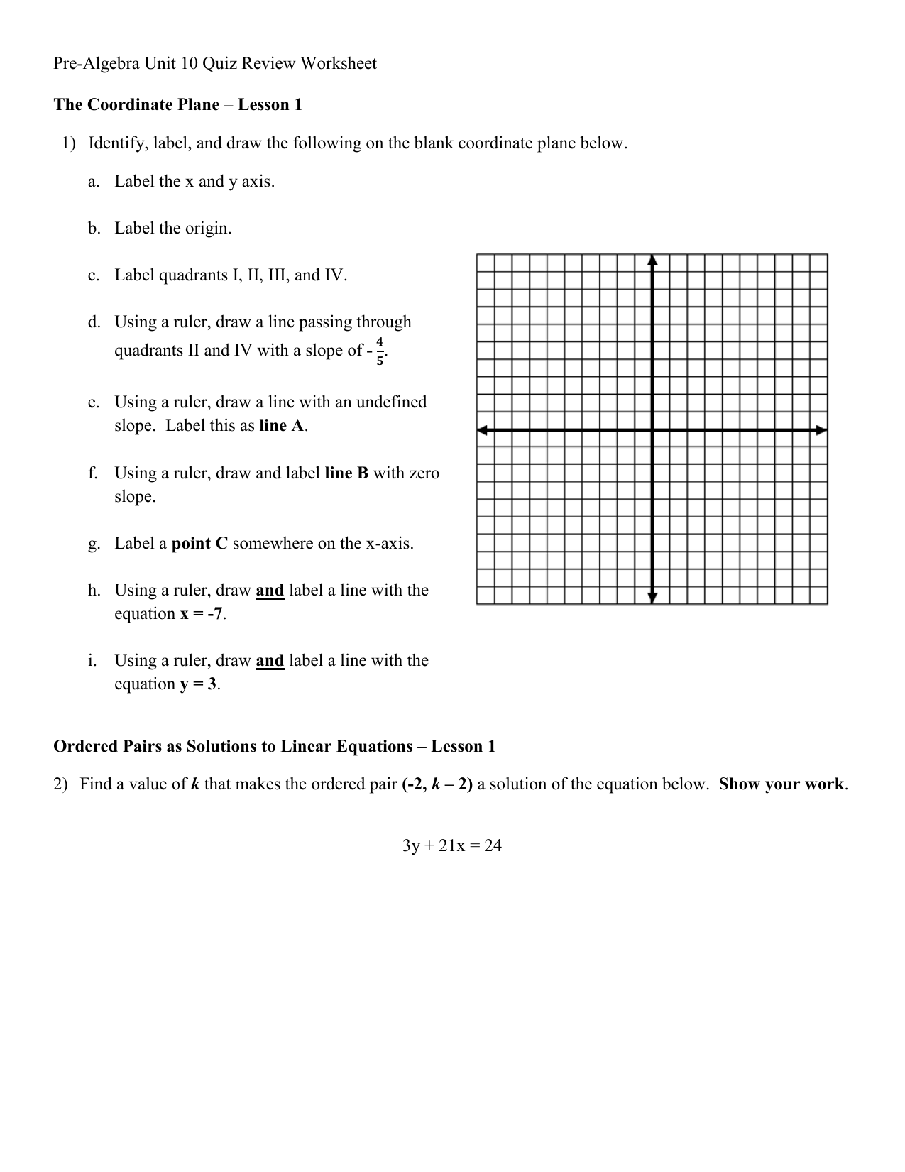 Basic Algebra Worksheets