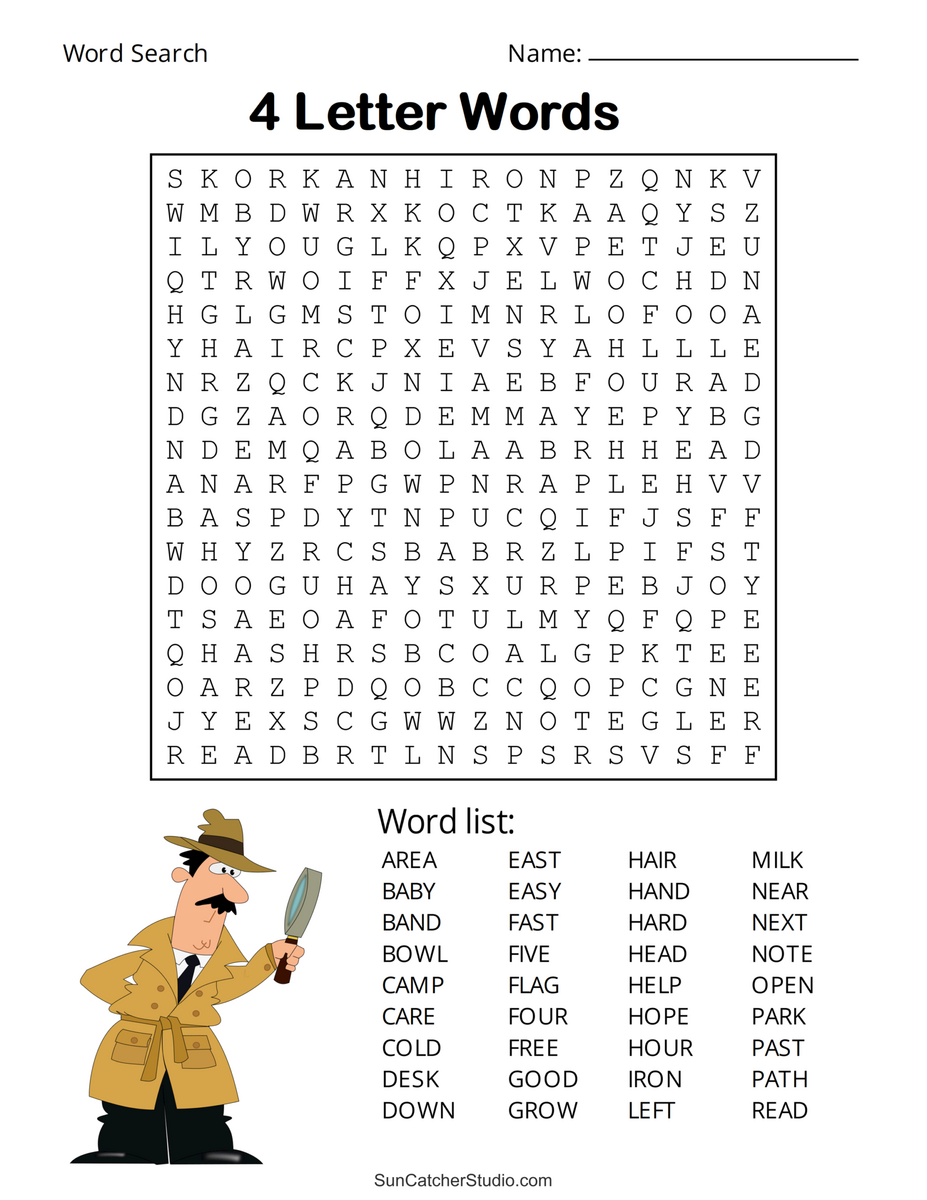 Printable 4 Letter Word Search Puzzles Word Find Free Printables Lettering SVG Files Tools Apps
