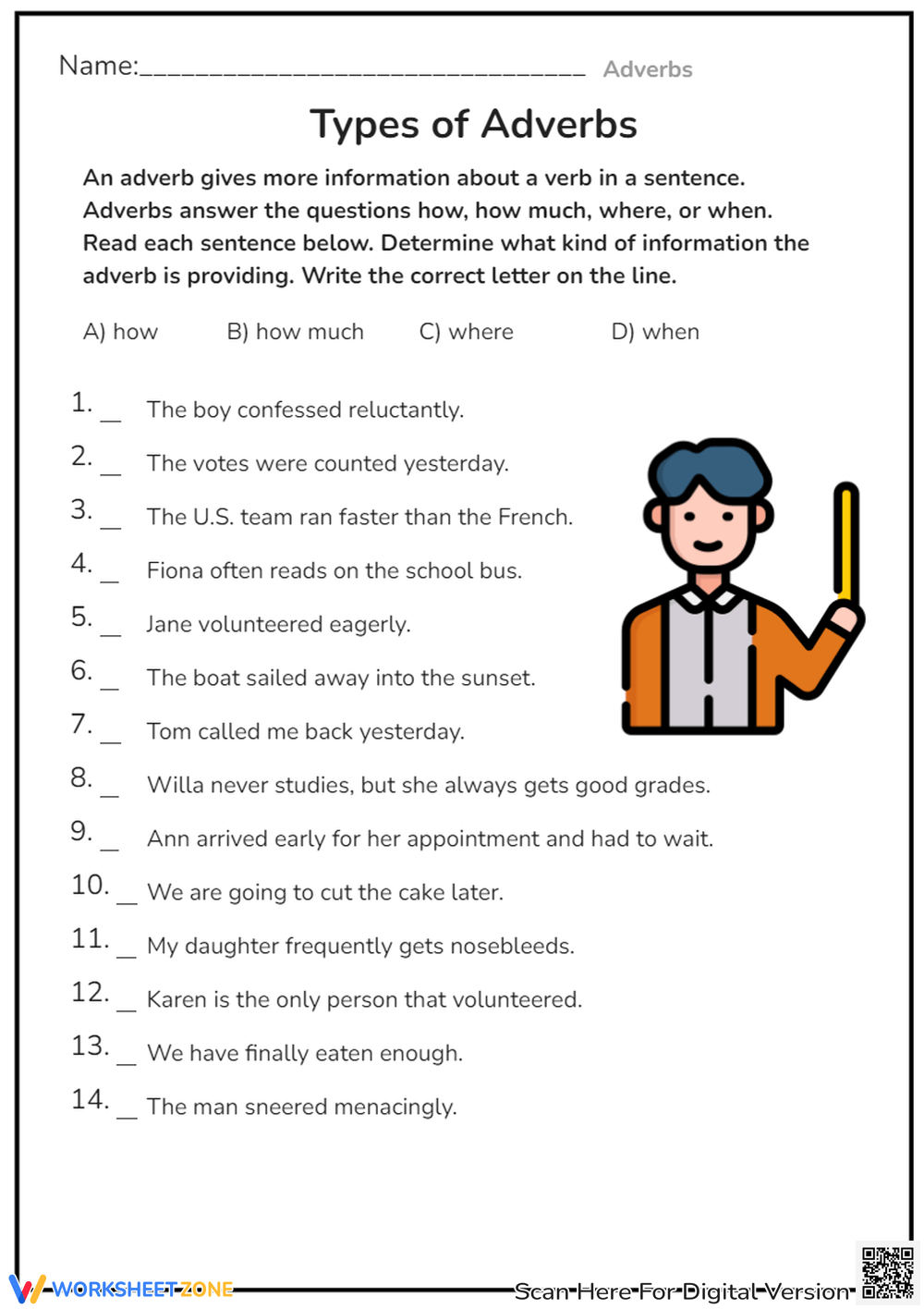 Printable Adverbs Worksheets