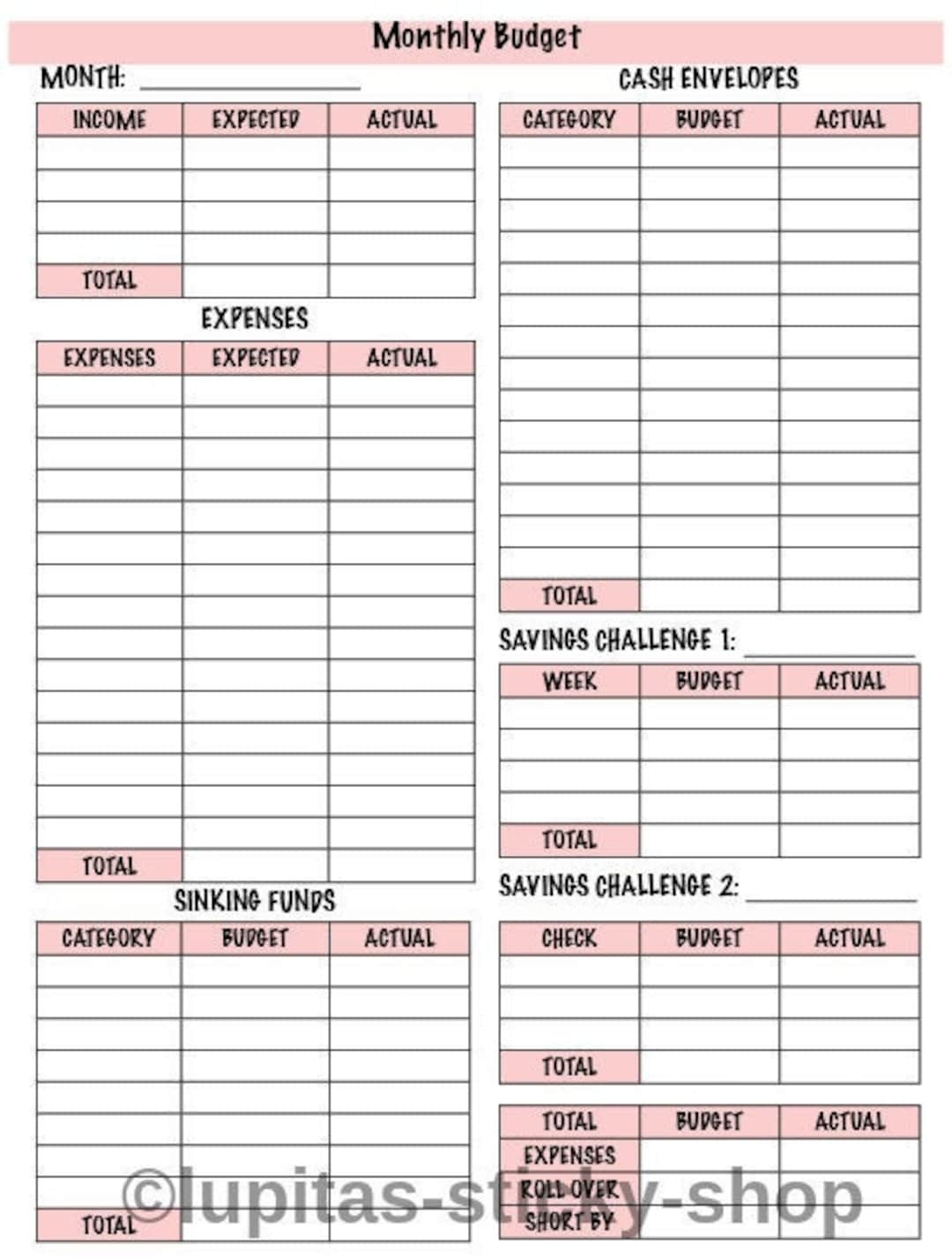 Printable Budget Sheet Sinking Funds Cash Envelopes Savings Challenge Etsy Printable Budget Sheet Sinking Funds Cash Envelopes Savings Challenge Etsy