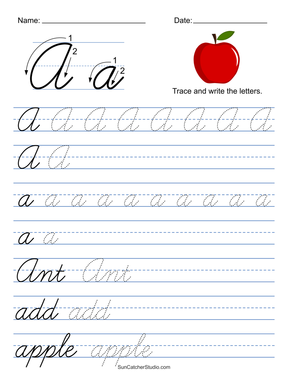 Printable Cursive Handwriting Worksheets Practice Letters Free Printables Lettering SVG Files Tools Apps Printable Cursive Alphabet Worksheets Teach Beside Me