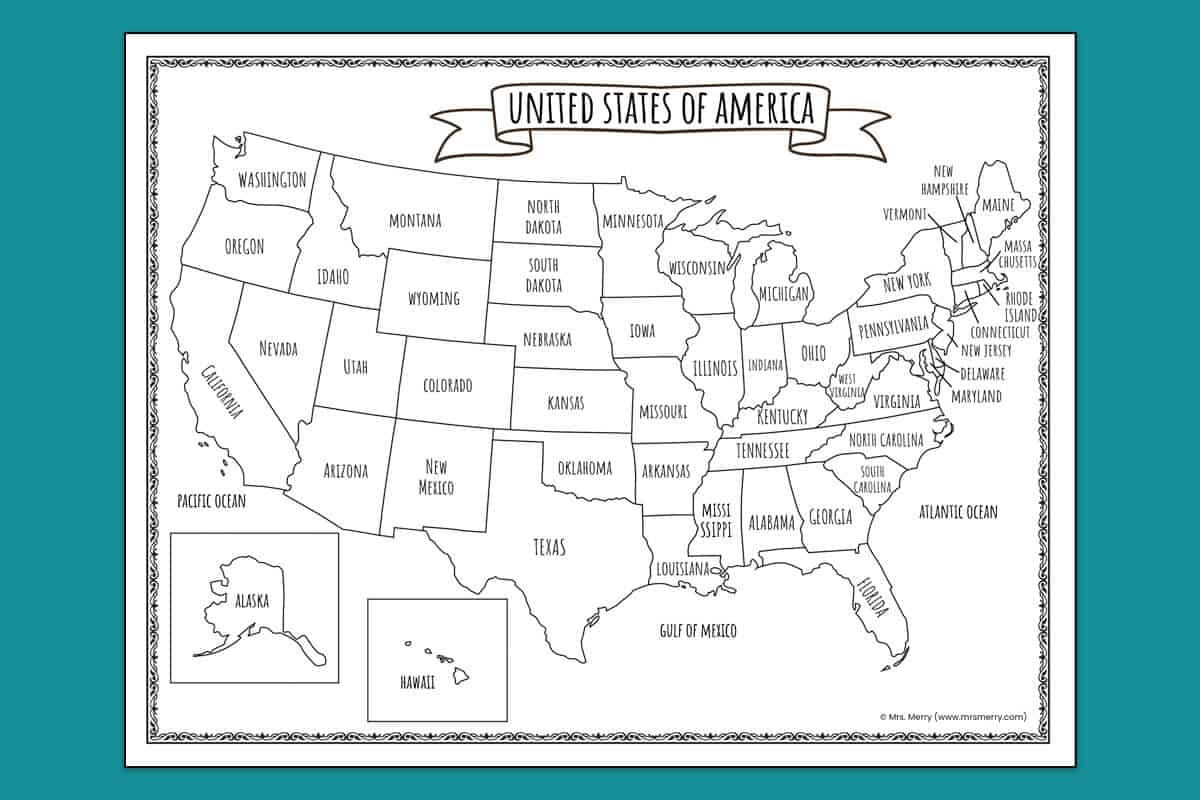 Printable Map Of The United States Mrs Merry USA Map Worksheets Free Printables Superstar Worksheets