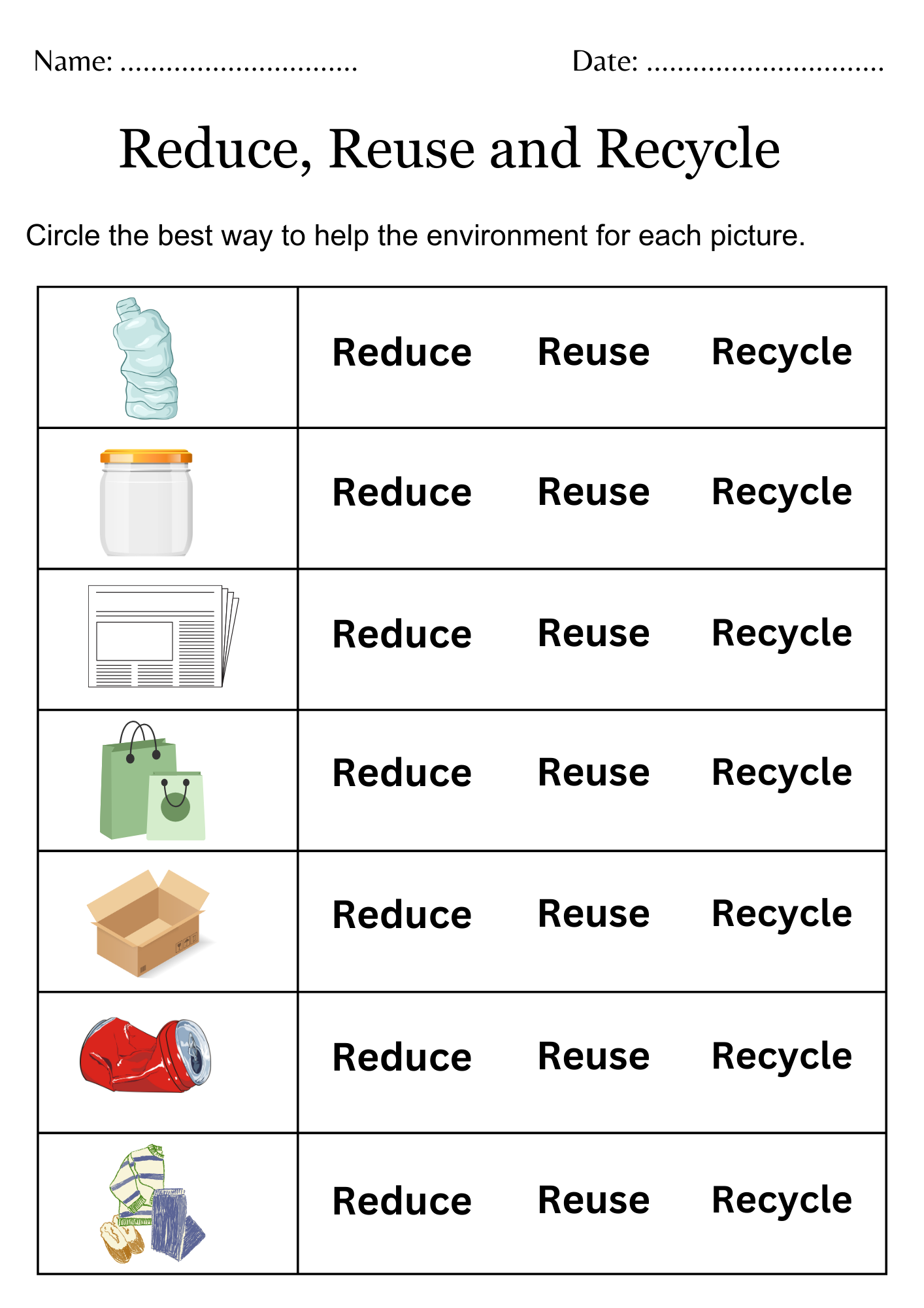 Printable Reduce Reuse Recycle Worksheets For Kindergarten Made By Teachers Waste Sorting Worksheets Resources For Teaching Australia