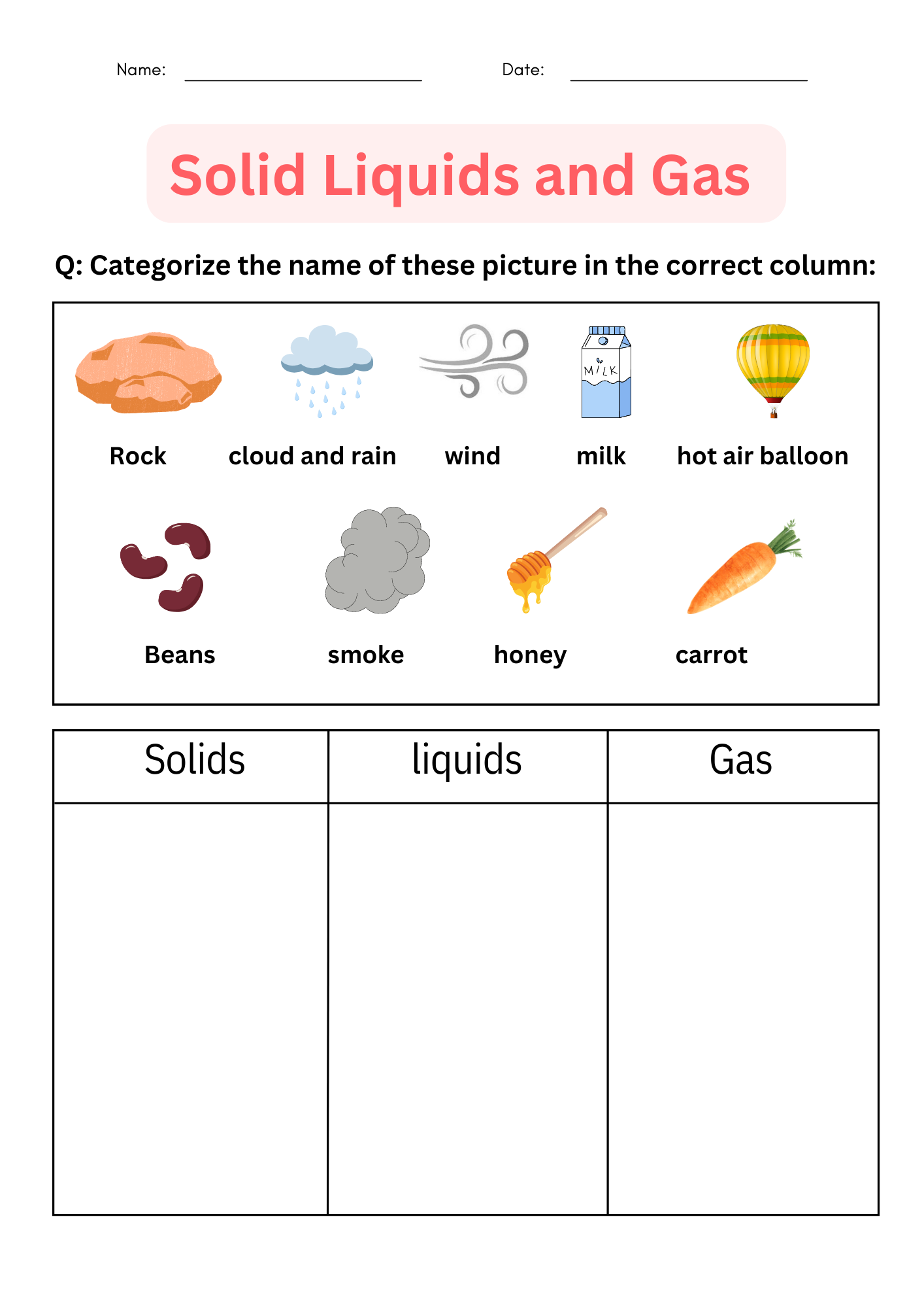 Printable Solid Liquids And Gas Worksheets For Grade 1 2 3 Made By Teachers Printable Solid Liquids And Gas Worksheets For Grade 1 2 3 Made By Teachers