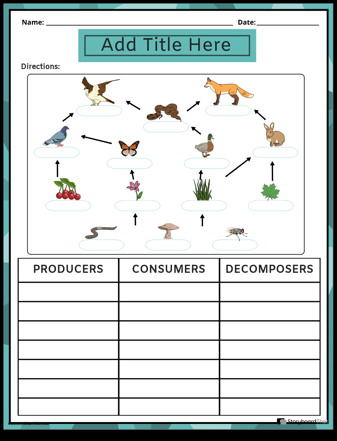 Producers Consumers Worksheets Free Ecology Activities