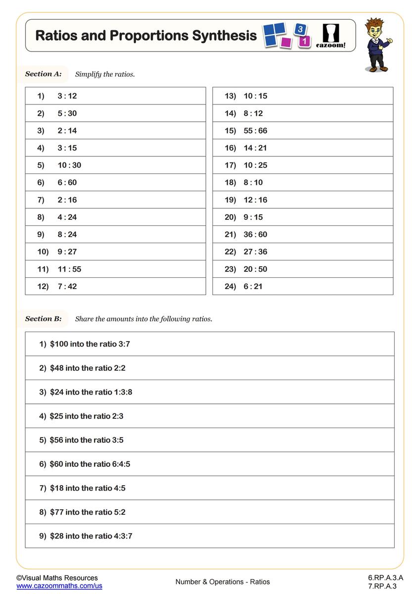Proportion Worksheets PDF Direct Proportion Worksheet With Answers Cazoom Math Recipe Proportions C Worksheet PDF Printable Number Operations Worksheet Cazoom Math