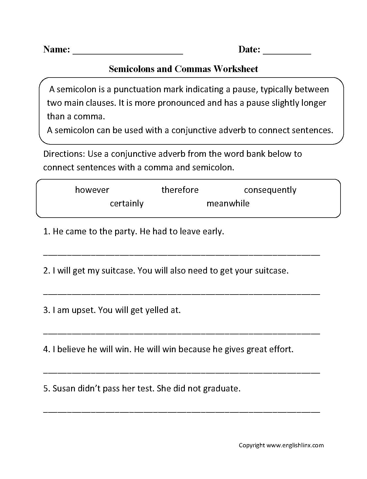 Punctuation Worksheets Semicolon Worksheets Punctuation Worksheets Semicolon Worksheets