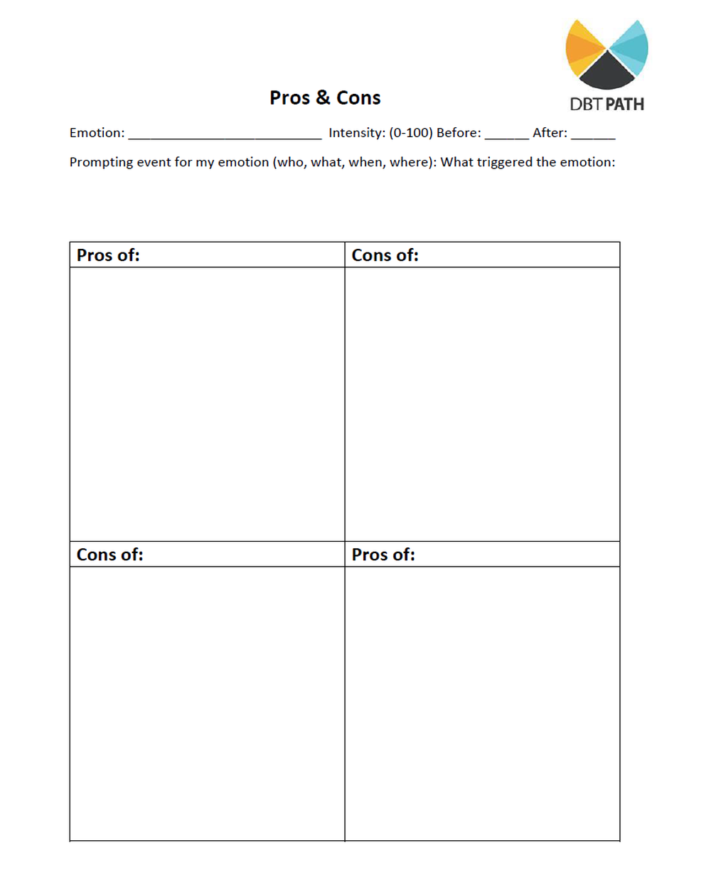 Quick Pros Cons Worksheet Worksheet