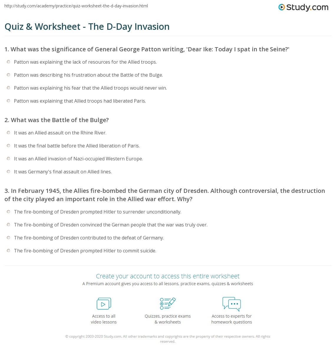 D Day Quiz Worksheet For Kids Study Worksheets Library