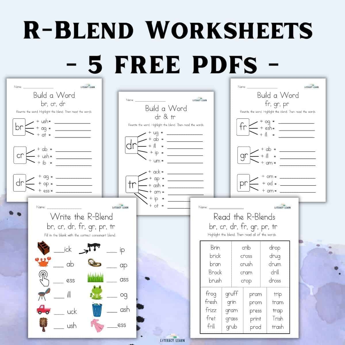R Blends Words And Worksheets 5 Free Printables Literacy Learn Free S Blend Worksheets Teach Prints