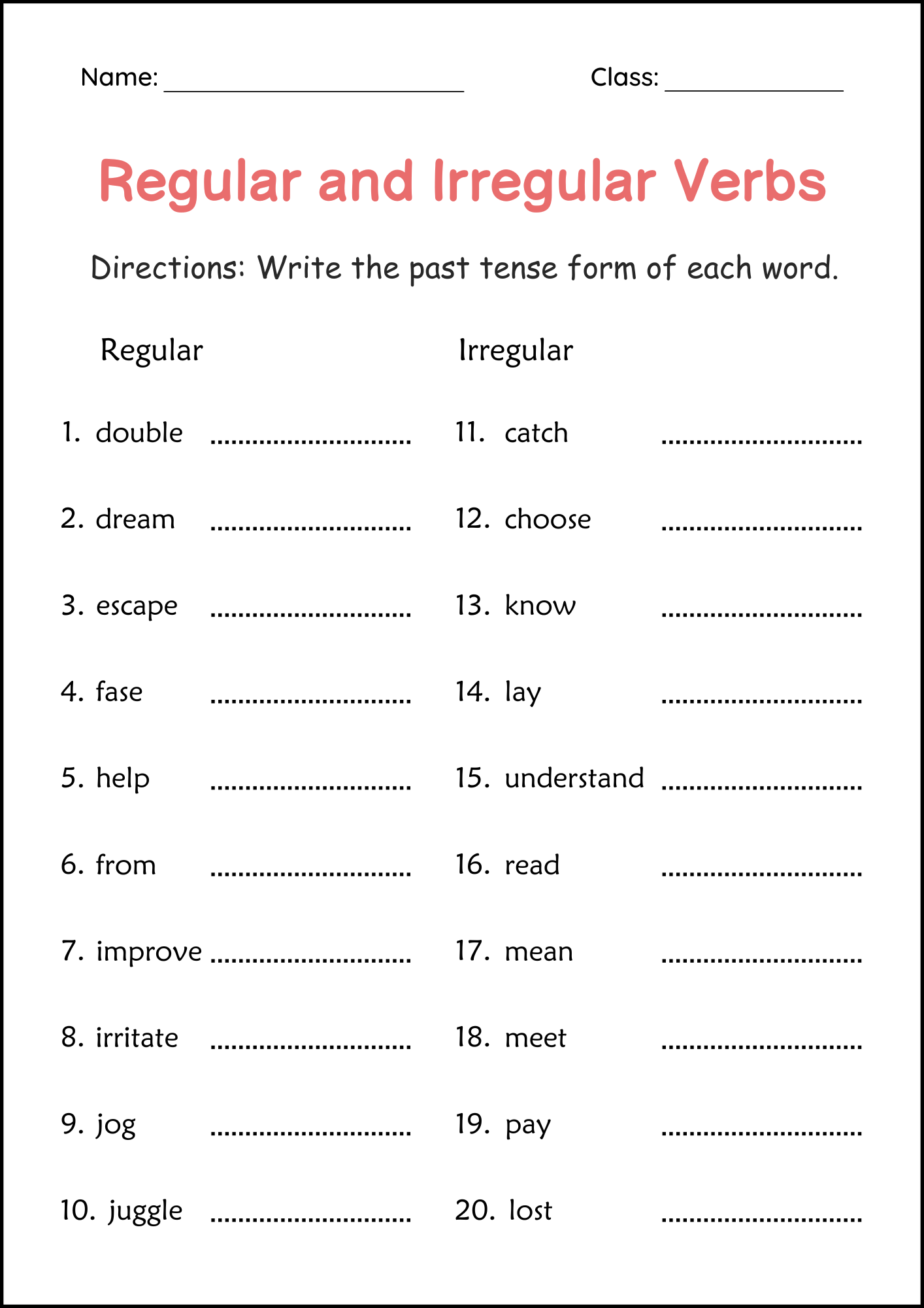 Regular And Irregular Simple Past Tense Verbs Worksheets For Grade 1 2 3 Made By Teachers Regular And Irregular Simple Past Tense Verbs Worksheets For Grade 1 2 3 Made By Teachers
