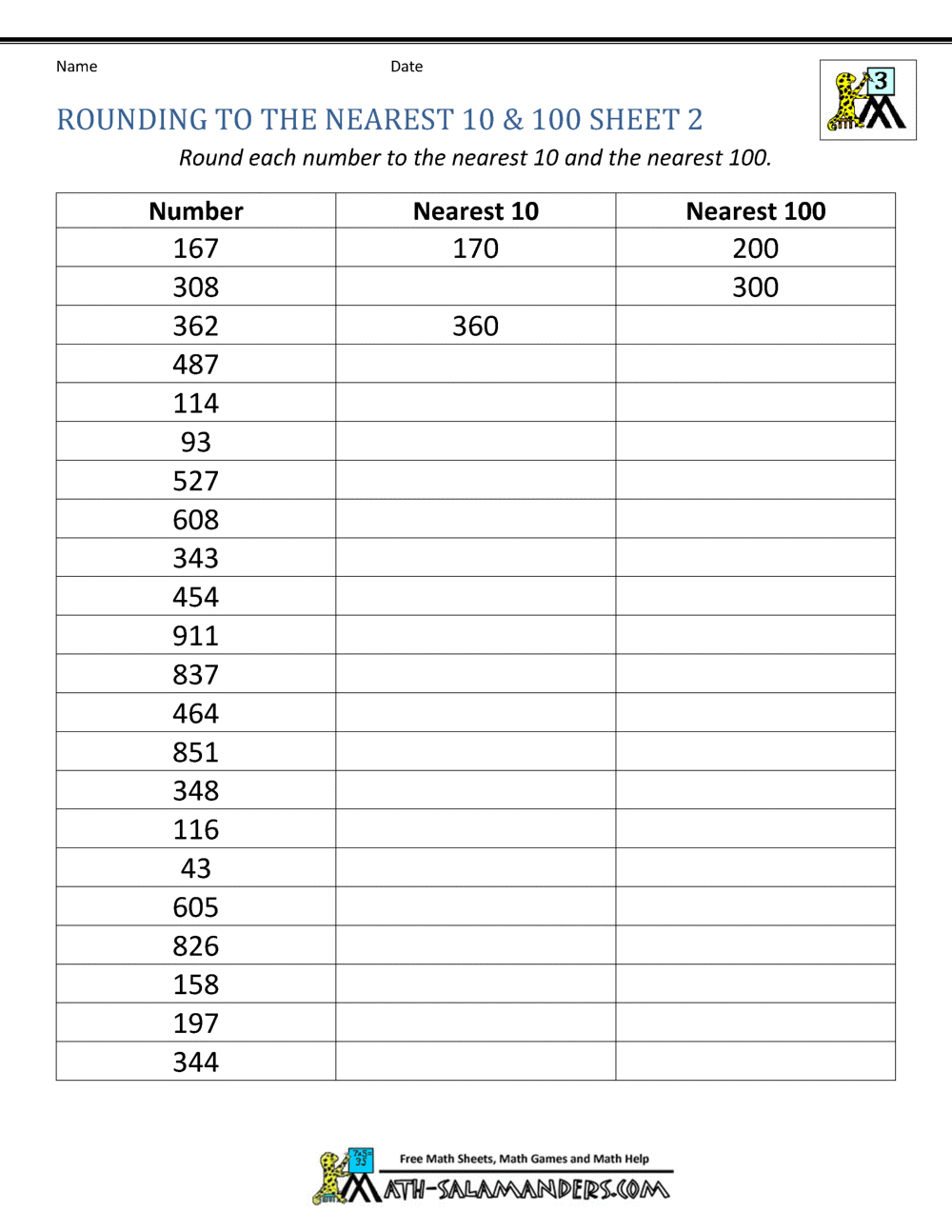 Rounding To The Nearest 100 Worksheets Rounding To The Nearest 100 Worksheets