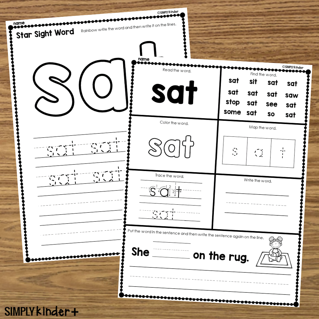 Sat Sight Word Printable Activities Simply Kinder Printable Membership Sat Sight Word Printable Activities Simply Kinder Printable Membership
