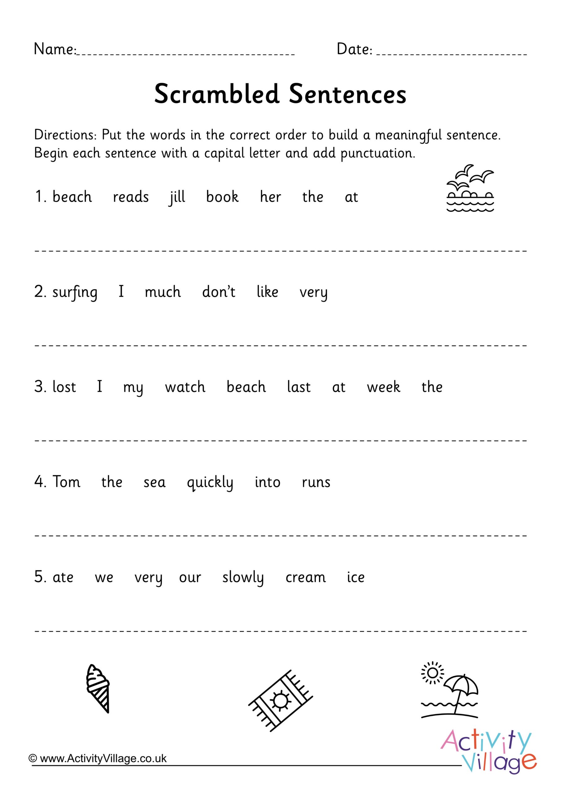 Scrambled Sentences Worksheet KS2 Activity Village Scrambled Sentences Worksheet KS2 Activity Village