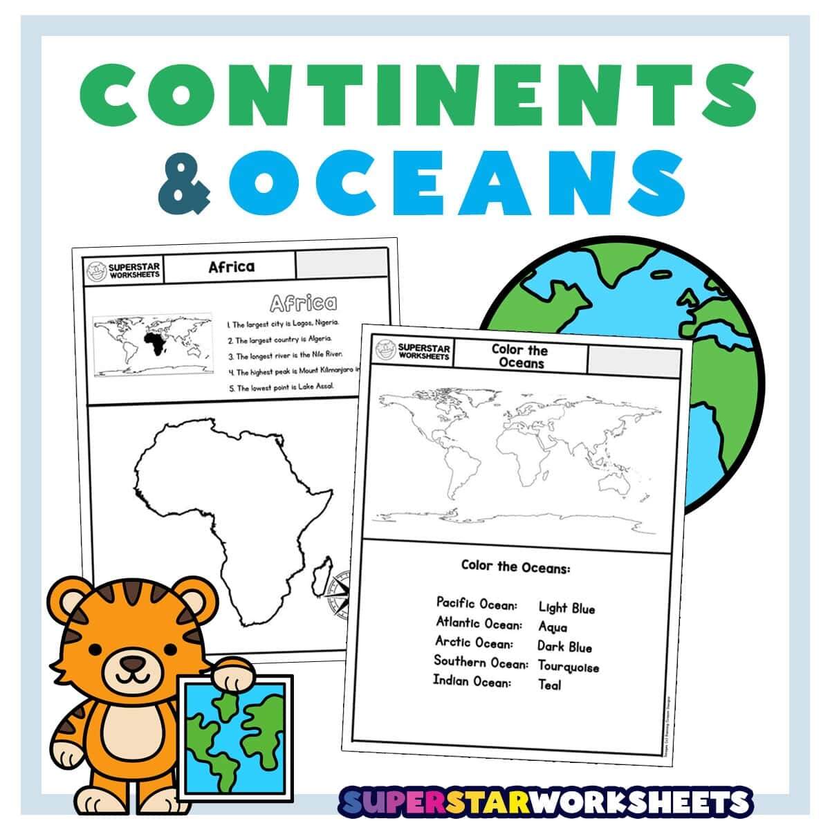 World Map World Map Quiz Test And Map Worksheet 7 Continents And 5 Oceans Classful