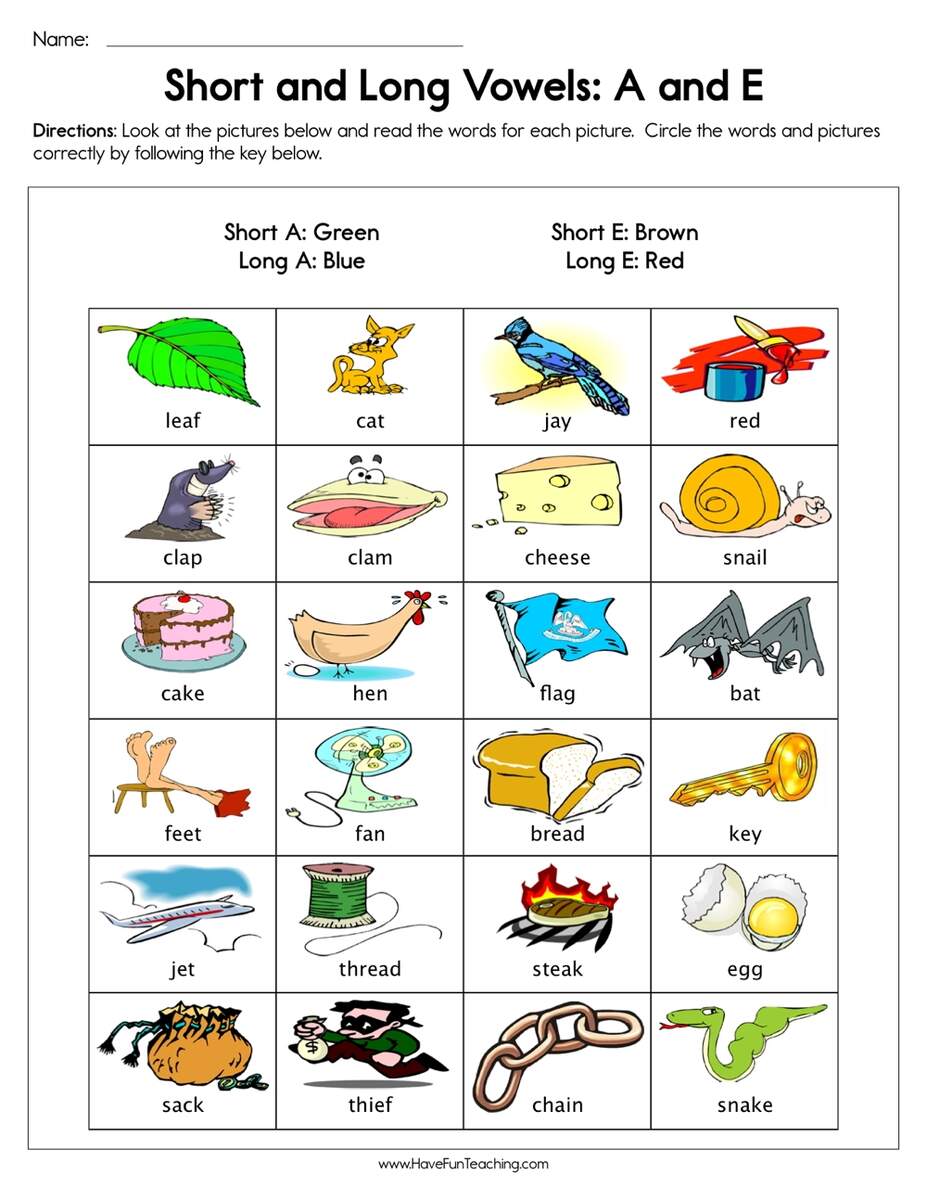 Short And Long Vowels A And E Worksheet Have Fun Teaching Short And Long Vowels A And E Worksheet Have Fun Teaching