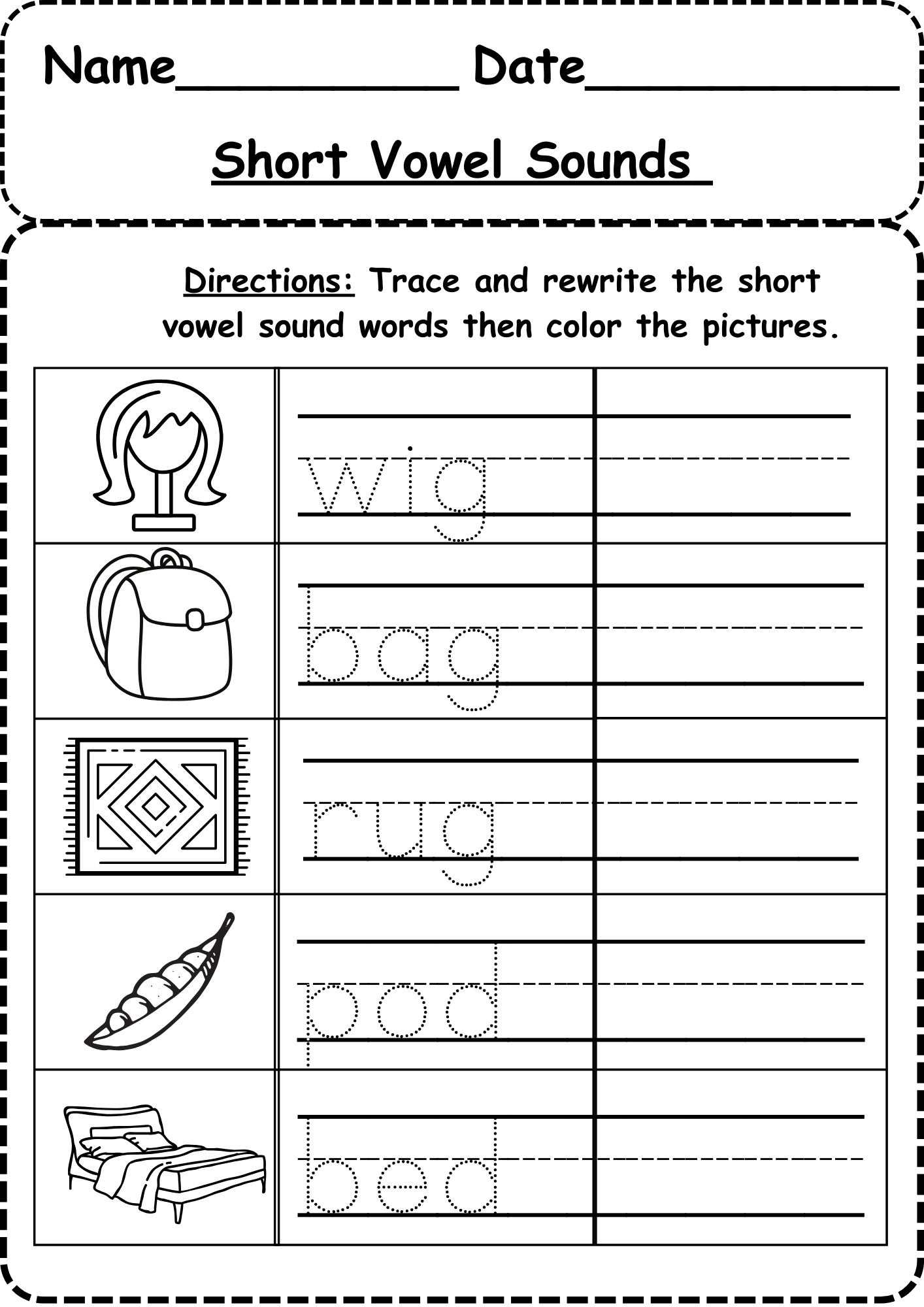 Free Printable Short Vowel Sounds Practice Worksheet