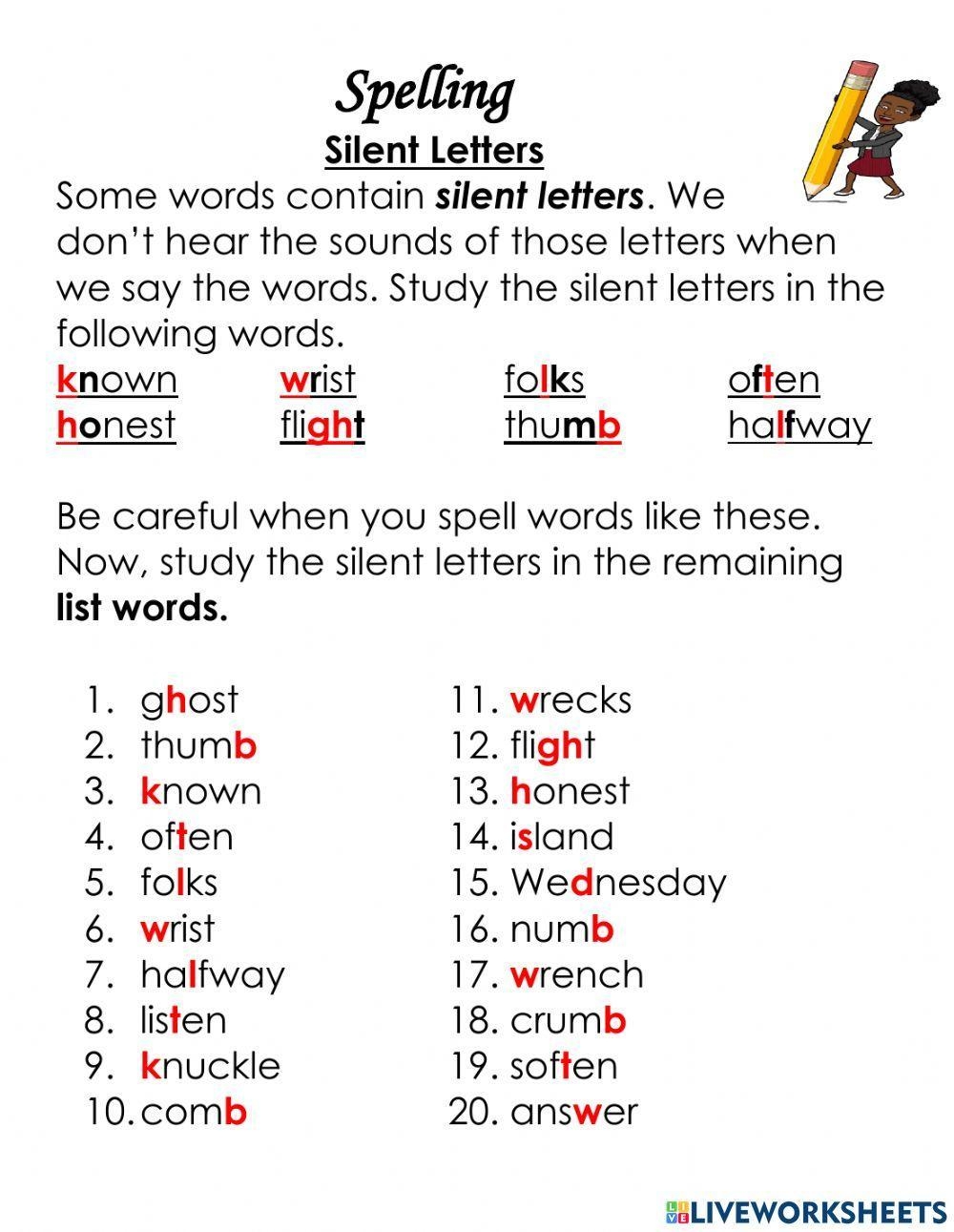 Silent Letters Online Pdf Worksheet Worksheets Library