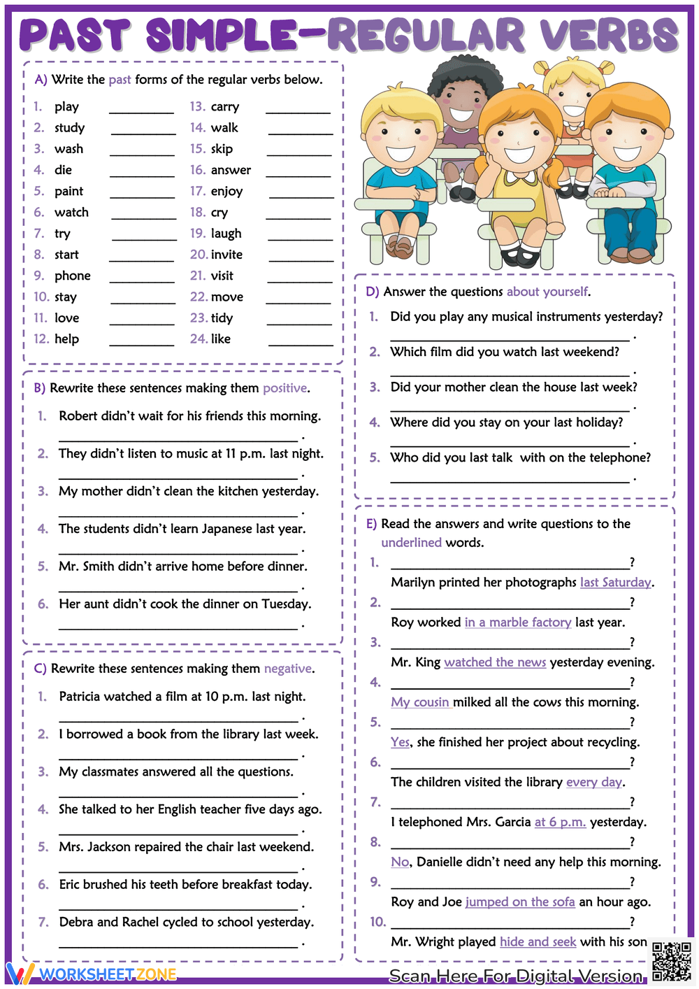 Simple Past Worksheets Present Simple Complete The Sentences Grammar Worksheet Bk2 Printable Pdf Ezpzlearn