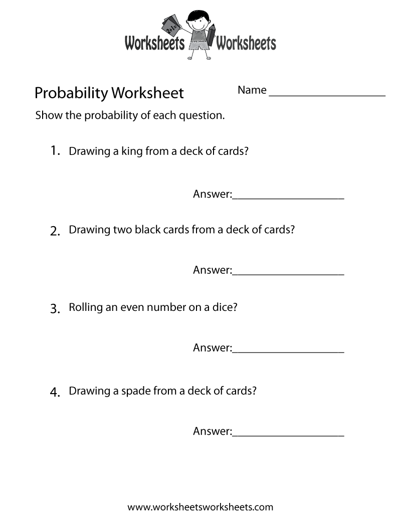 Simple Probability Worksheet Worksheets Worksheets Writing Probability As A Fraction Worksheet PDF Printable Worksheets Library