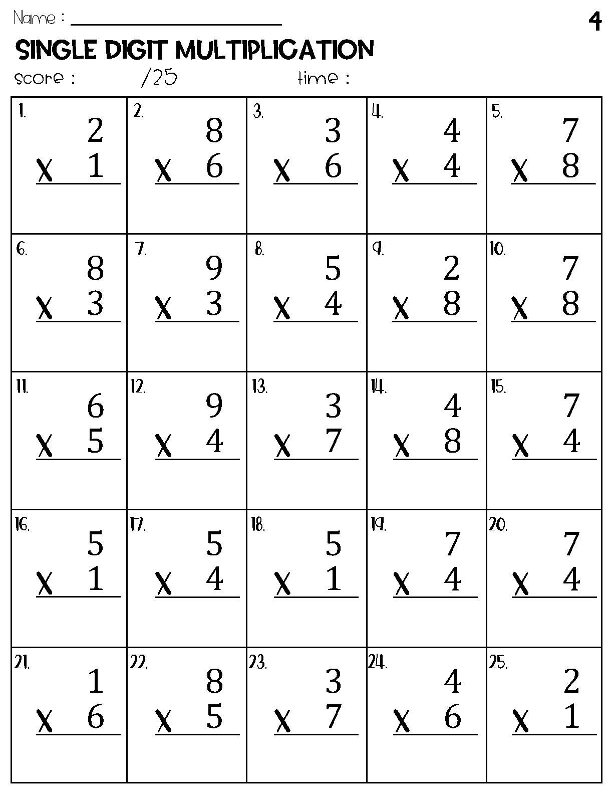 Single Digit Multiplication Worksheets Etsy Multiplication Worksheets Single Digit Multiplication Worksheets Made By Teachers