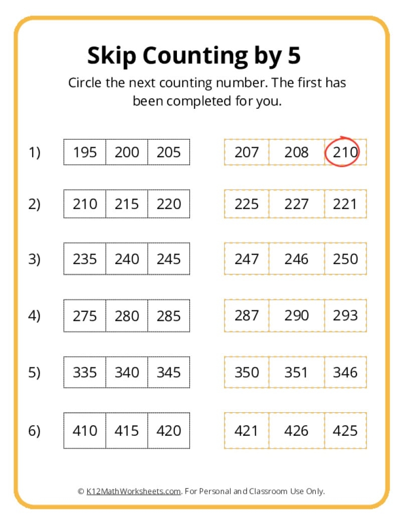 Skip Counting By 5 Worksheets
