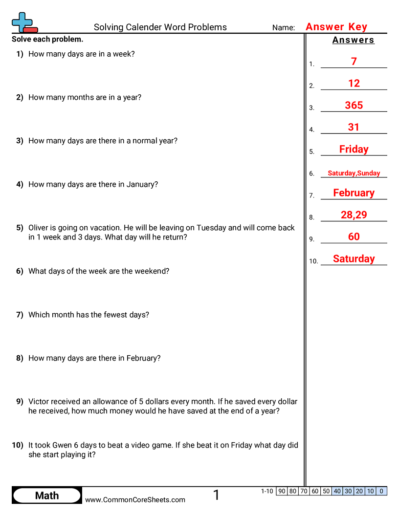 Solving Calender Word Problems Worksheet Download Solving Calender Word Problems Worksheet Download