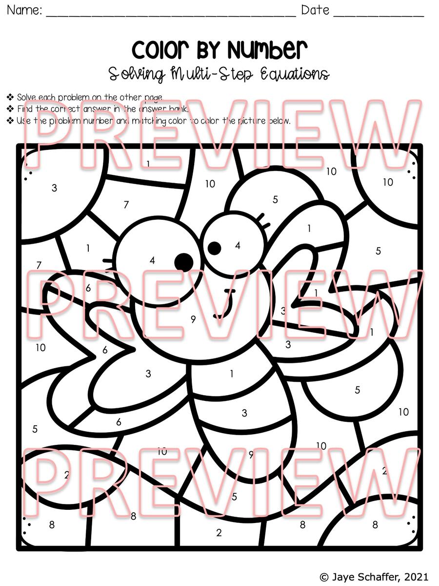 Solving Multi Step Equations Coloring Activity Made By Teachers
