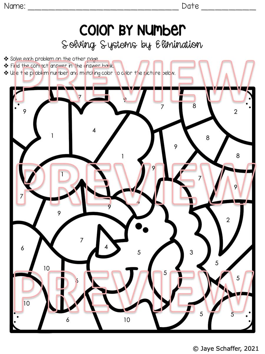 Solving Systems Of Equations By Elimination Coloring Activity Made By Teachers Solving Multi Step Equations Coloring Activity Made By Teachers