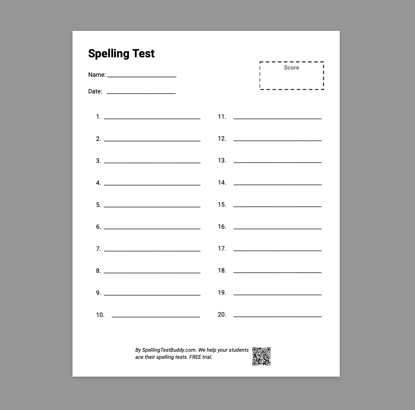 Spelling Test Papers For Teachers And Parents Spelling Test Buddy Spelling Test Papers For Teachers And Parents Spelling Test Buddy
