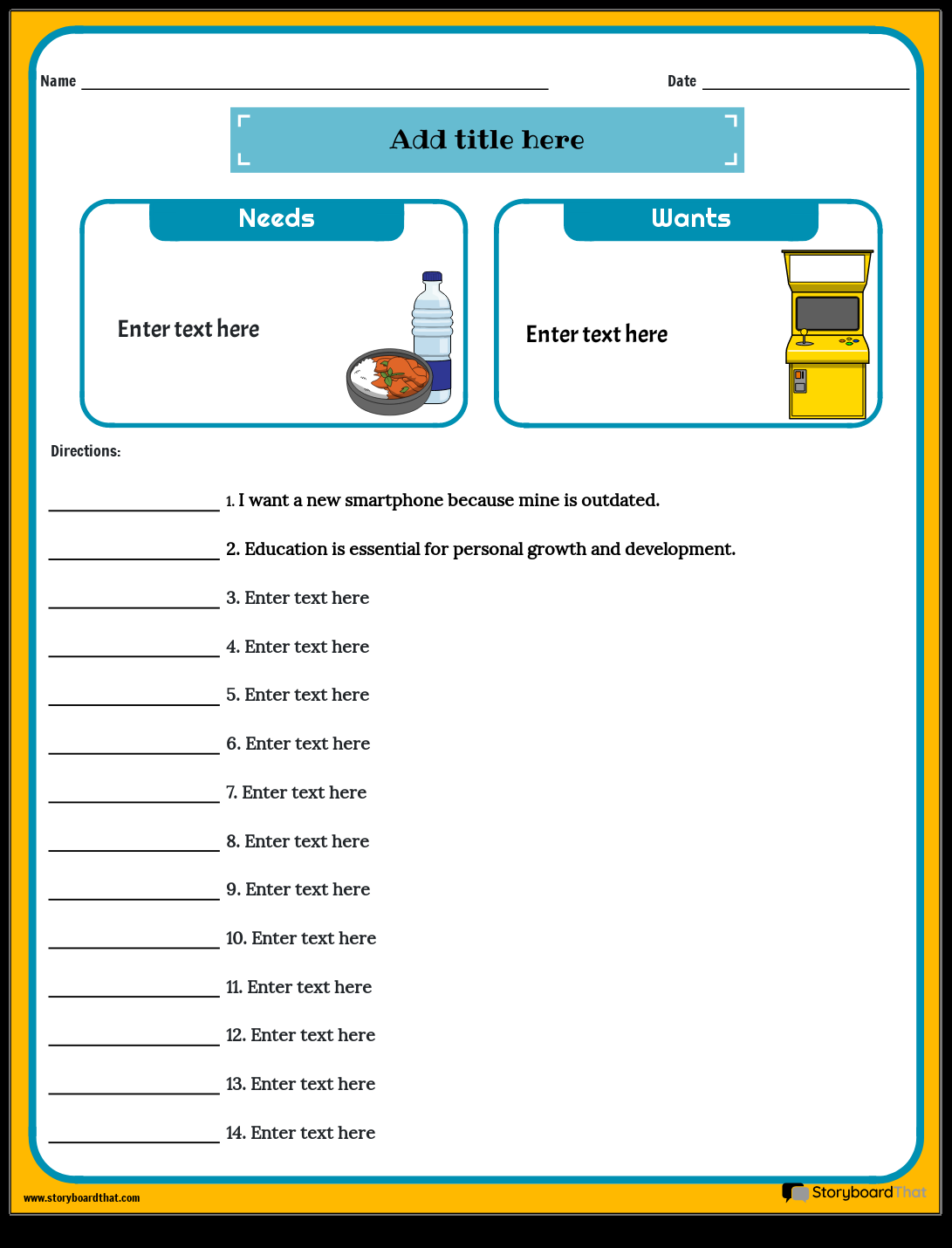 Storyboard That Economics Worksheet Creation