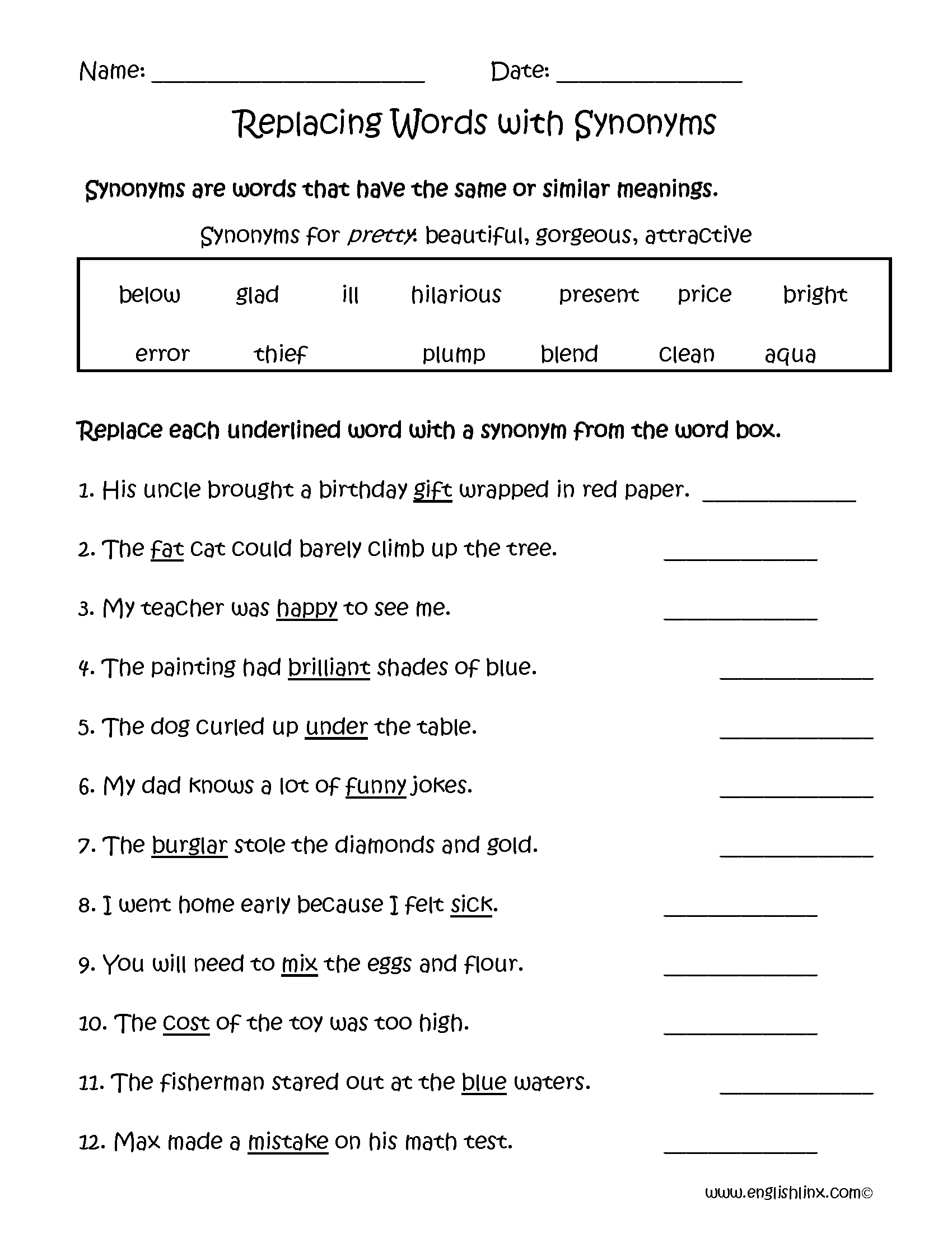 Synonyms Worksheets Free Printable Vocabulary Activities Synonyms Worksheets Free Printable Vocabulary Activities