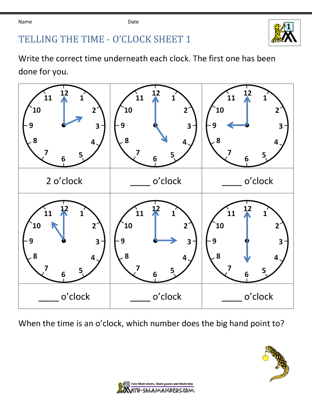 Telling Time Worksheets O Clock And Half Past Telling Time Worksheets