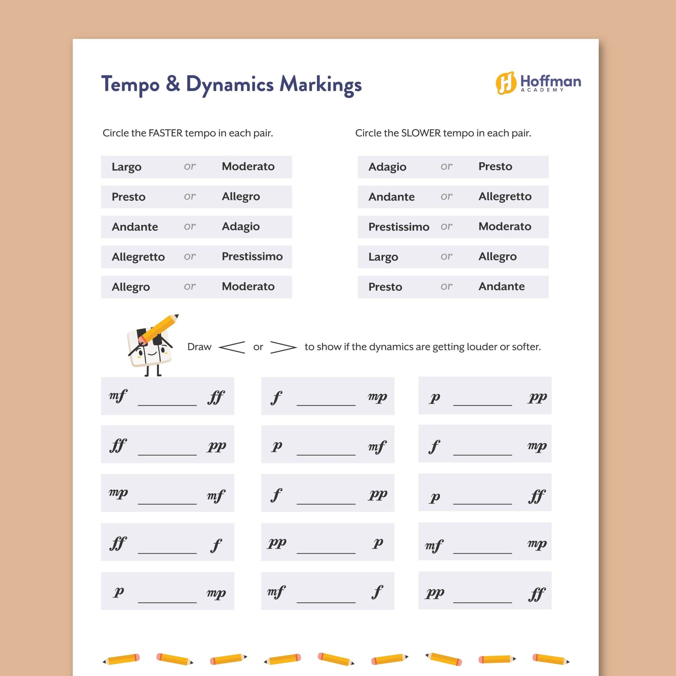 Tempo And Dynamic Markings In Music PDF Worksheet Tempo And Dynamic Markings In Music PDF Worksheet