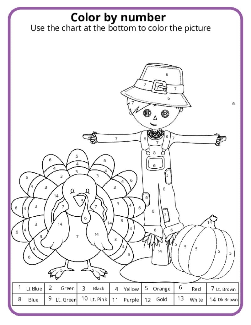 Thanksgiving Color By Number Pages K12 Math Worksheets Thanksgiving Color By Number Pages K12 Math Worksheets