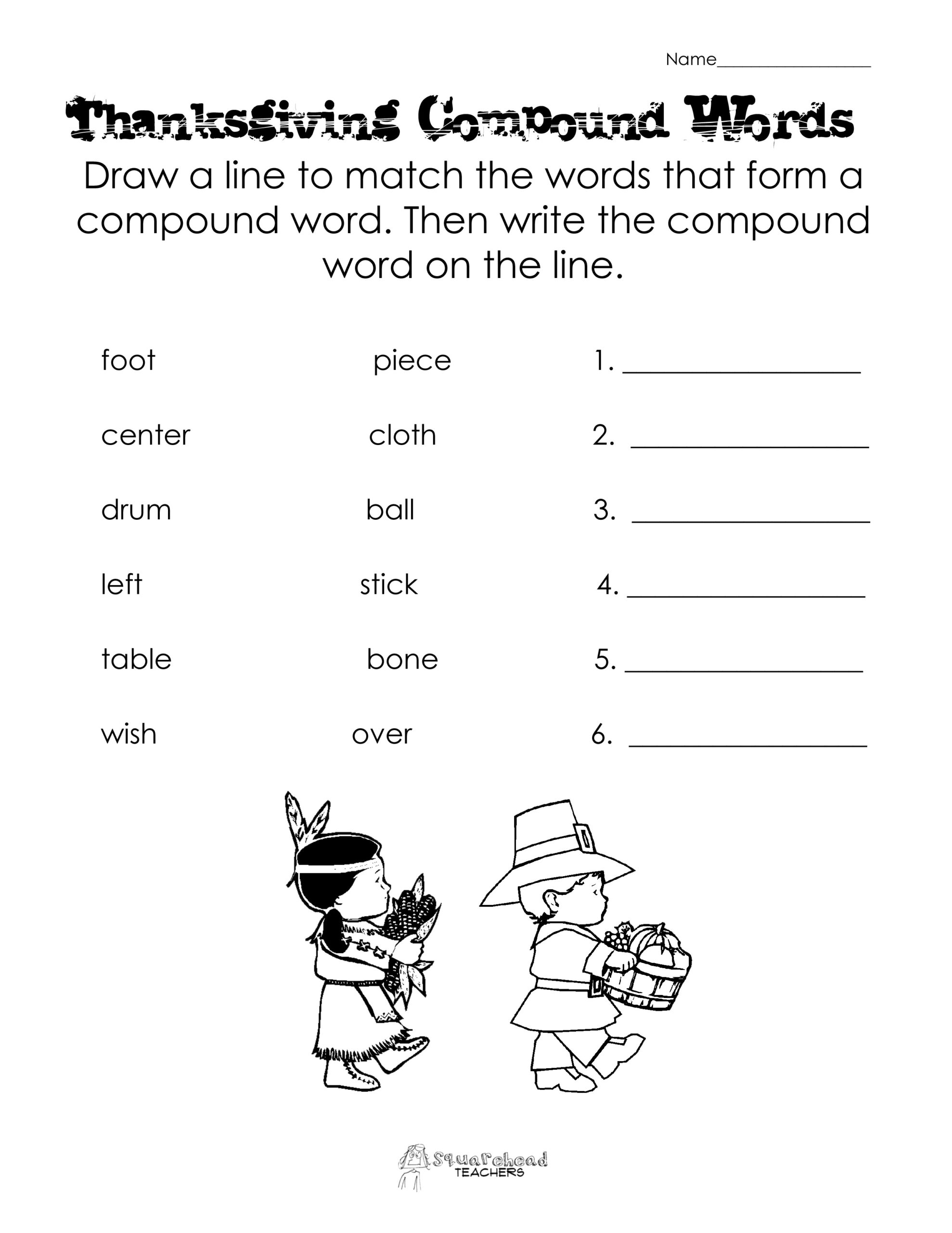 Thanksgiving Compound Words Worksheet Squarehead Teachers Thanksgiving Math Worksheets 2nd Grade