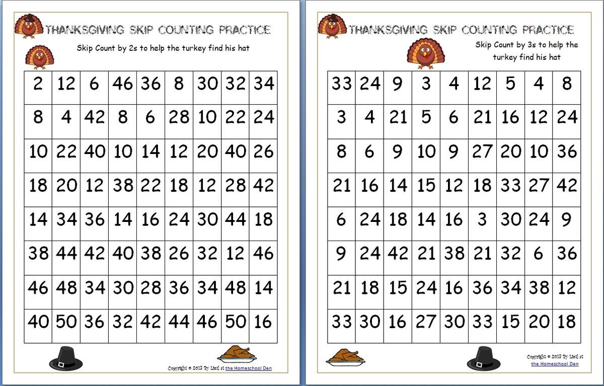 Thanksgiving Skip Counting Mazes 2s 3s 5s Free Homeschool Den Thanksgiving Counting Worksheets