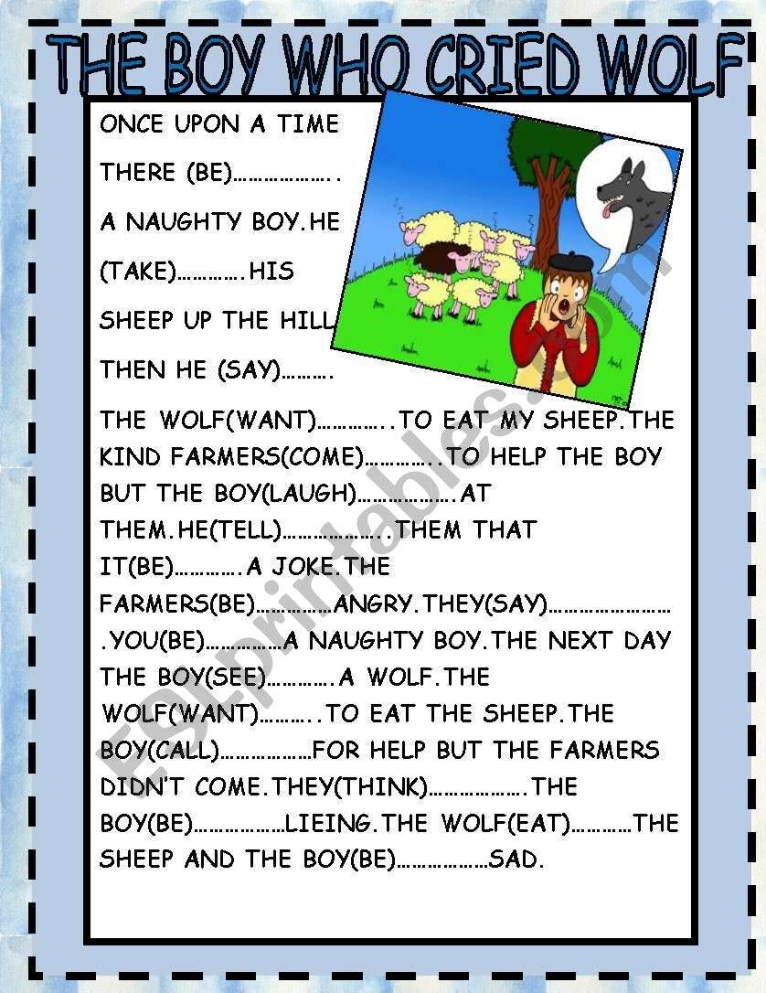 THE BOY WHO CRIED WOLF ESL Worksheet By Super Man THE BOY WHO CRIED WOLF ESL Worksheet By Super Man